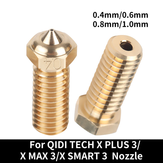 Iderformer 5PCS Brass Nozzles for X-PLUS3, 3D Printer Parts High Speed 0.4/0.6/0.8/1.0mm Brass Nozzles Kit for QIDI X-SMART3/X-PLUS3/X-MAX3