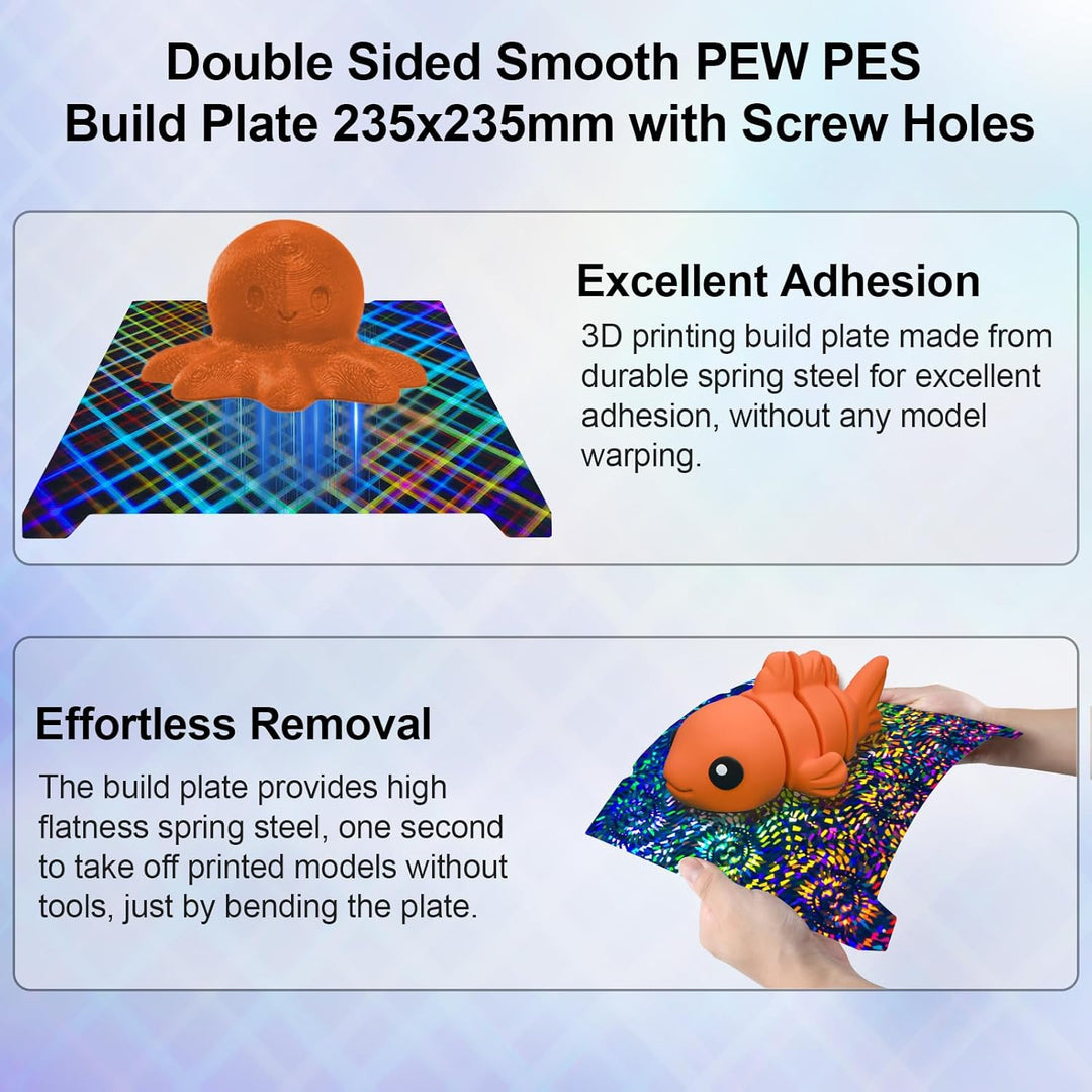 IdeaFormer Rainbow Gear PEW+Plaid PES Spring Steel Build Plate, 235x235mm for Creality K1C/K1/SE/Ender 5 S1/Ender 3/Ender 3 Pro/Ender 3 V2/Ender 3 S1 Pro/Ender 3 Neo