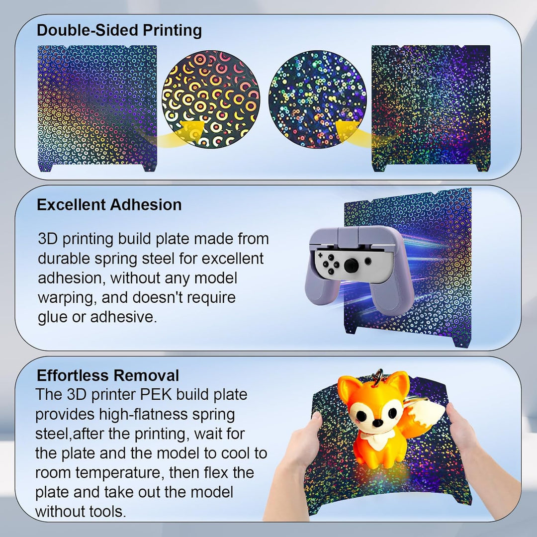 IdeaFormer Smooth Rainbow Circles + Kaleidoscope PEK Spring Steel Build Plate, 315×310mm for Creality K1 Max/Ender 3 V3 Plus