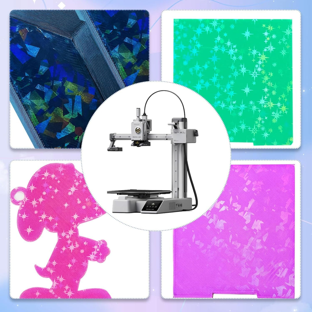 IdeaFormer Rainbow Confetti PEF+Galaxy PEY Spring Steel Build Plate, 184×184mm for Bambu Lab A1 MIni