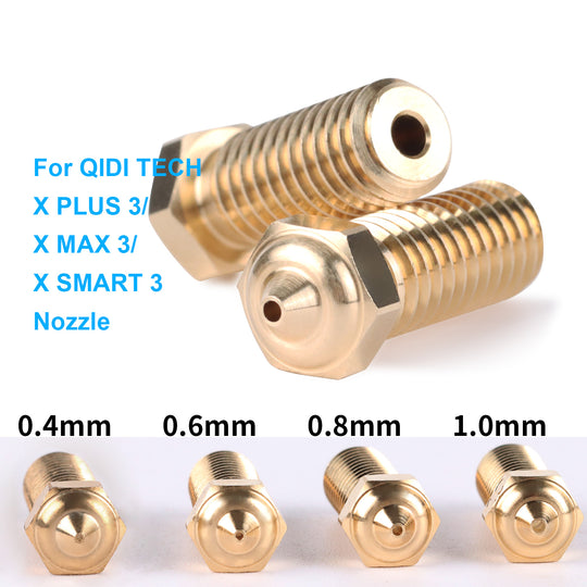 Iderformer 5PCS Brass Nozzles for X-PLUS3, 3D Printer Parts High Speed 0.4/0.6/0.8/1.0mm Brass Nozzles Kit for QIDI X-SMART3/X-PLUS3/X-MAX3