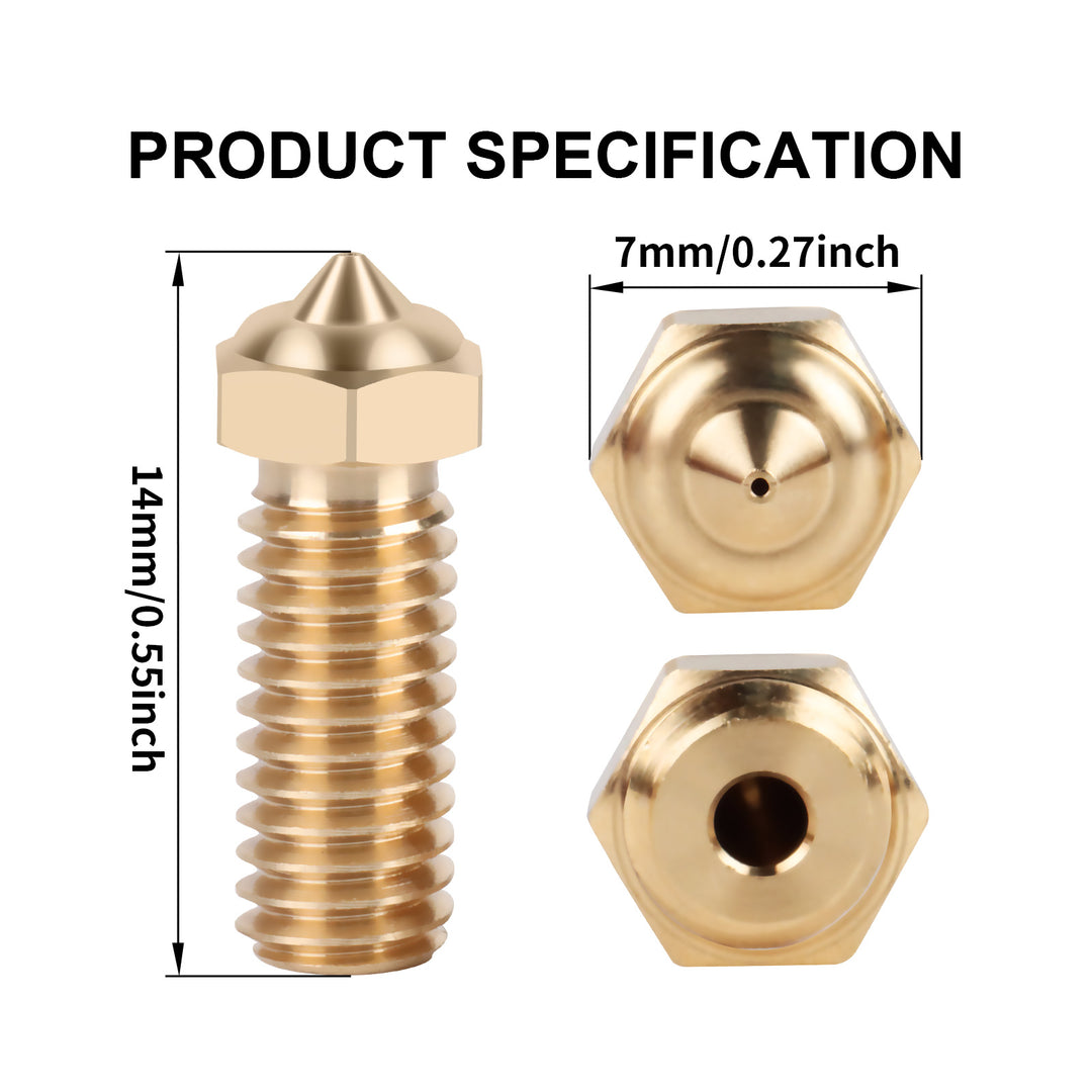 Iderformer 5PCS Brass Nozzles for X-PLUS3, 3D Printer Parts High Speed 0.4/0.6/0.8/1.0mm Brass Nozzles Kit for QIDI X-SMART3/X-PLUS3/X-MAX3