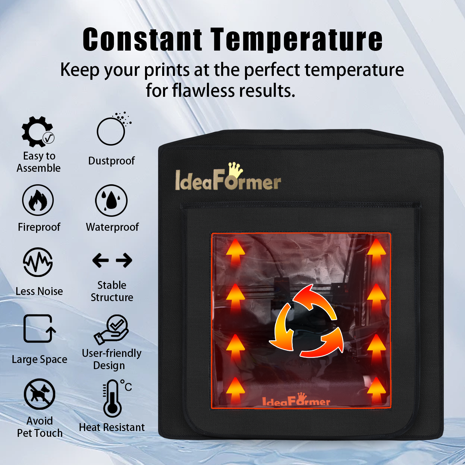 IdeaFormer Official IR3 V2 3D Printer Enclosure, Premium Fireproof Dustproof Tent Constant Temperature Protective Cover for IR3 V2 3D Printer