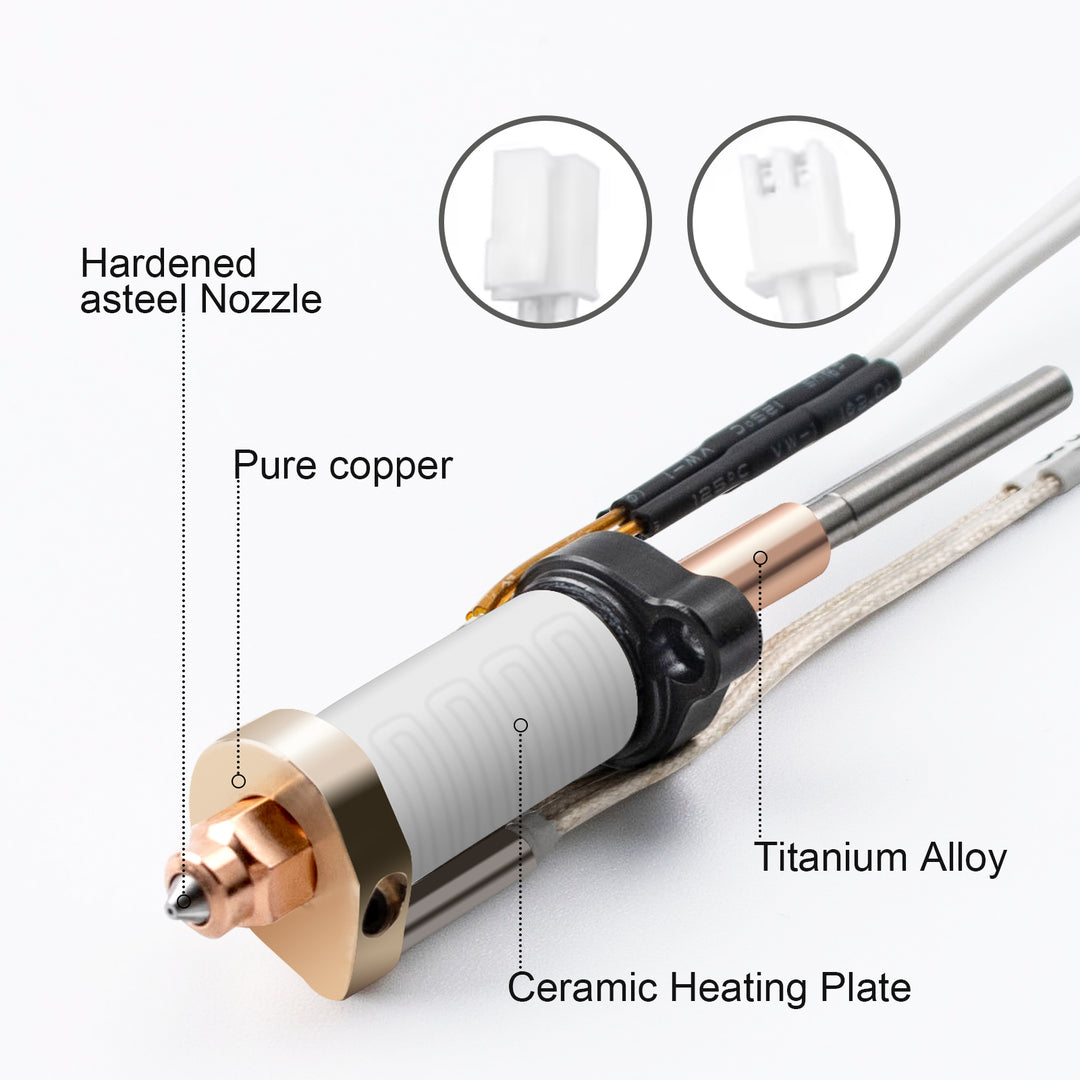Upgrade Ceramic Hotend for  Creality Hi/Hi Combo, Extruder Printer Head Kit with 0.4mm High Flow Bimetallic Nozzle, Heated Ceramic Ring, Titanium Alloy Throat for Creality Hi/Hi Combo 3D printer
