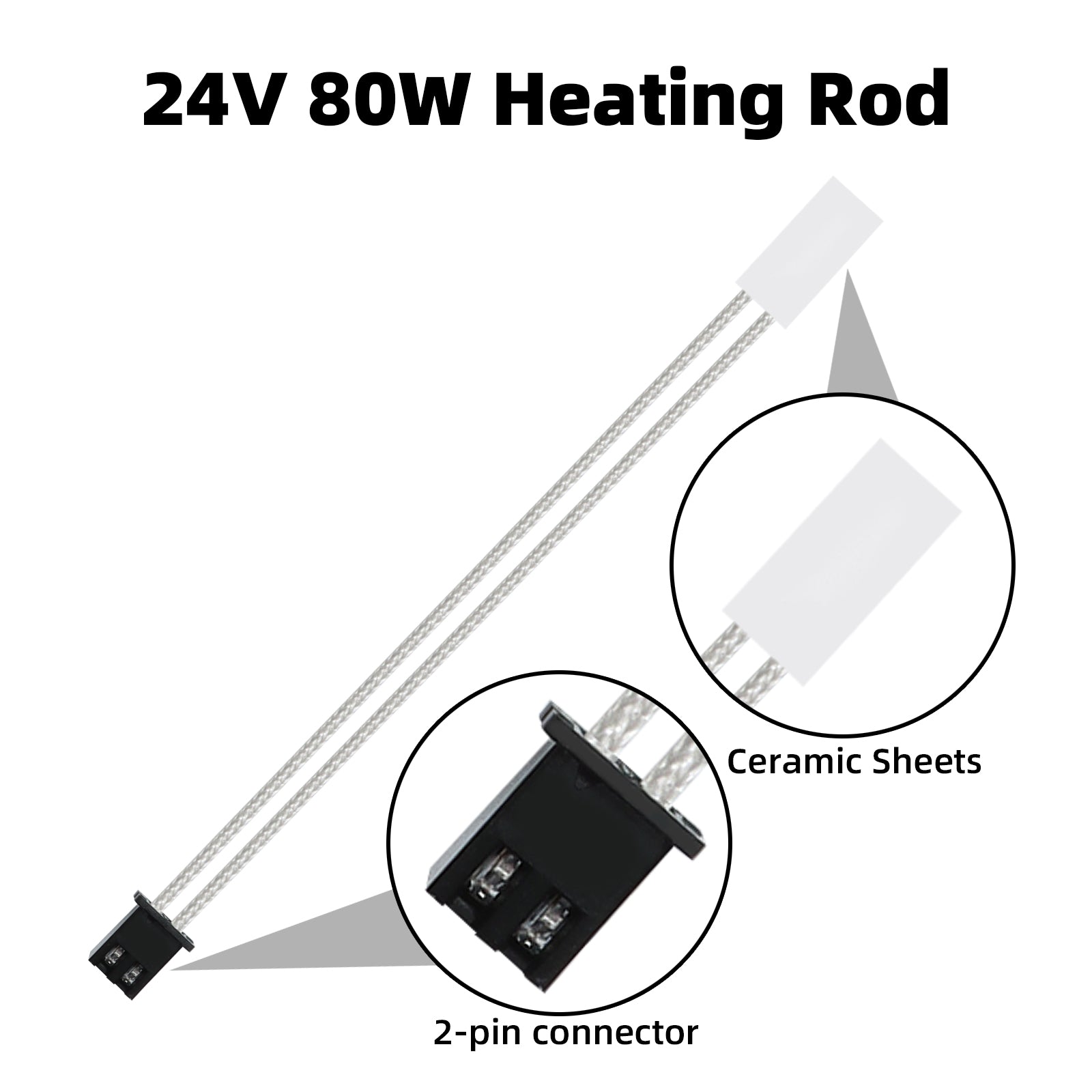 IdeaFormer 1 PCS 24V 80W heating Rod, 1 PCS thermistor High Temperature Sensor Kit, Quick Replacement Extruder Hotend Heating Element for IR3 V2 3D Printer