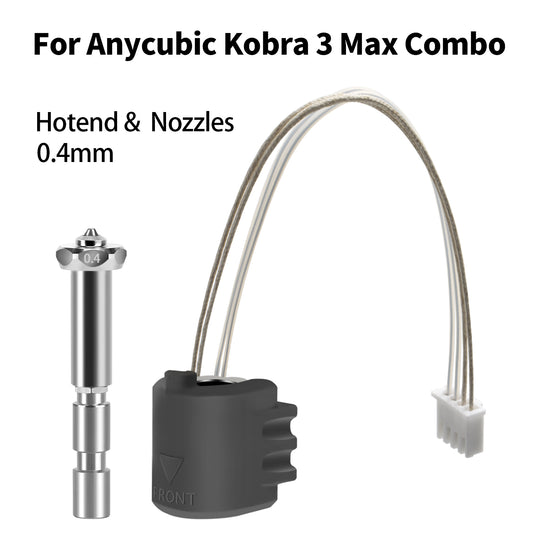 IdeaFormer Ceramic Hotend for Anycubic Kobra3 Max, with 24V 80W Ceramic heating element, 0.4mm Integrated Nozzle for K3 Max Series printer