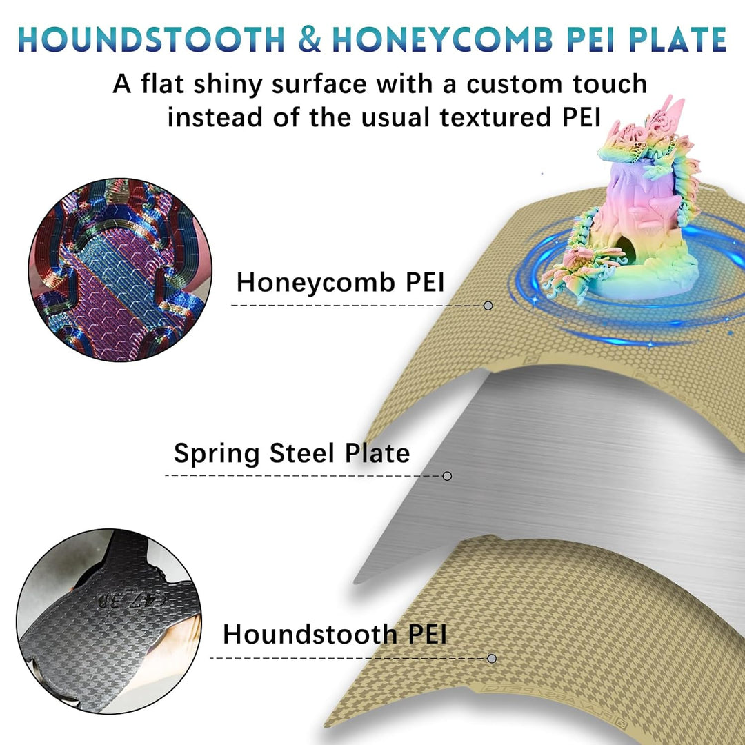 IdeaFormer Houndstooth+Honeycomb PEI Spring Steel Build Plate with QR Code, 257x257mm for Bambu Lab P1P/P1S/X1C/X1/X1E/A1