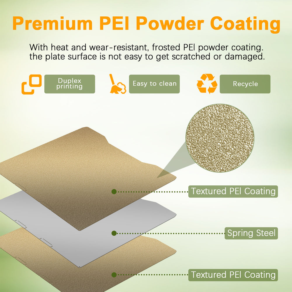 IdeaFormer Double Sided Gold Textured PEI Spring Steel Build Plate, 270×293mm For Creality K2 3D Printer