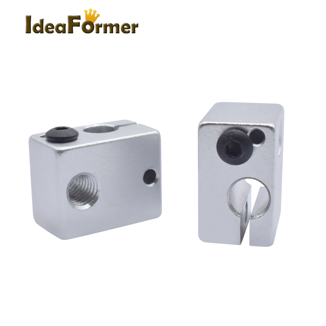 IdeaFormer 2pcs 3D Printer Parts E3D V6 Upgraded Block Aluminum Brass Official Heater Block For PT100 Thermistor NTC100K J-head Hotend Extruder
