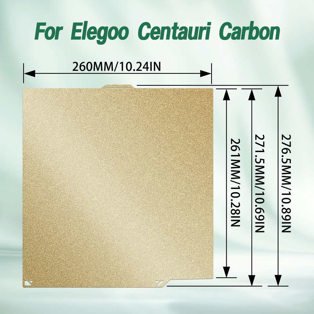 IdeaFormer Double-Sided Gold Textured PEI Spring Steel Build Plate, 260×271mm for Elegoo Centauri Carbon