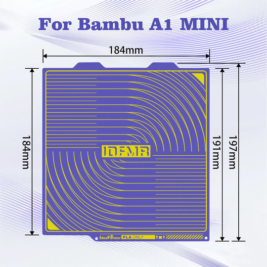 IdeaFormer Purple Textured PEI Low-Temperature Build Plate, 184×184mm for Bambu Lab A1 Mini