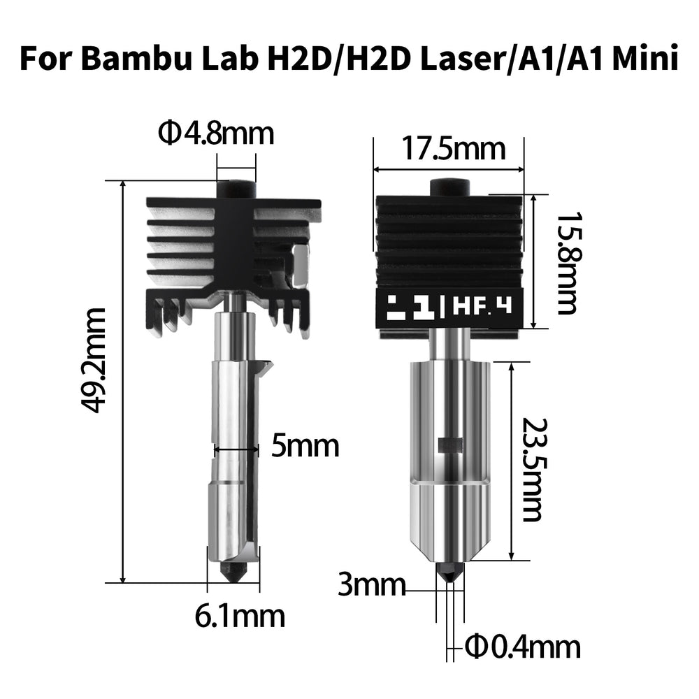 IdeaFormer High Flow Printer Head Extruder,  with 0.4mm Hardened Steel Nozzle, Quick-Release Print Head for Bambu Lab H2D