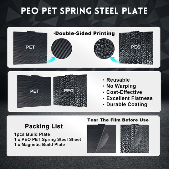 IdeaFormer Diamond PEO+Carbon Fiber PET Spring Steel Build Plate, 377x370mm for Creality Ender 5 Plus