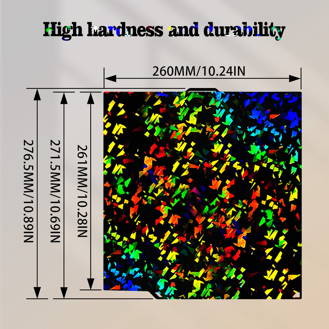 IdeaFormer Smooth Rainbow Confetti PEF+Galaxy PEY Spring Steel Build plate, 260×271mm for Elegoo Centauri Carbon