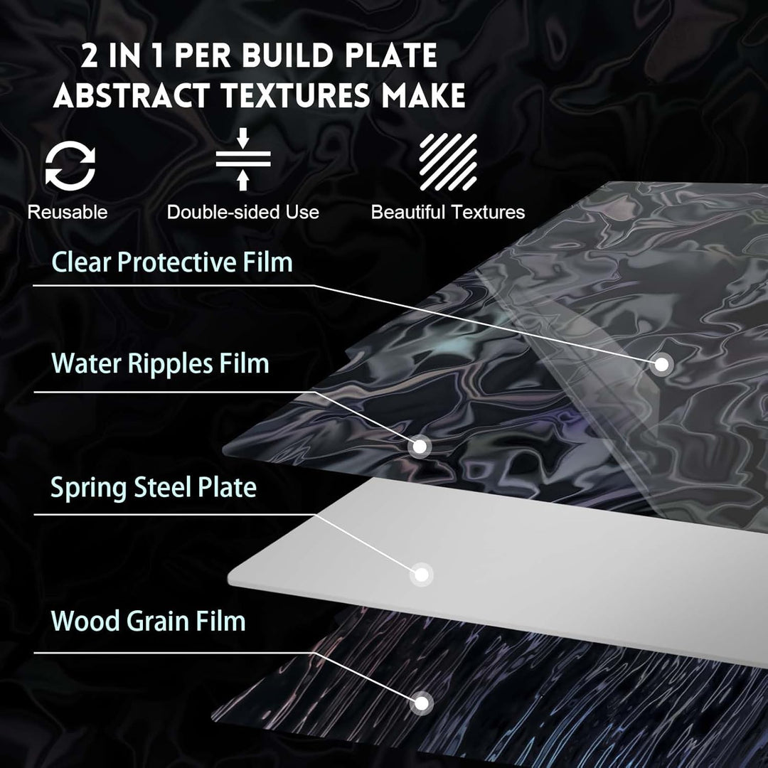 IdeaFormer Water Ripples+Wood Grain PER Spring Steel Build Plate, 184×184mm for Bambu Lab A1 MIni