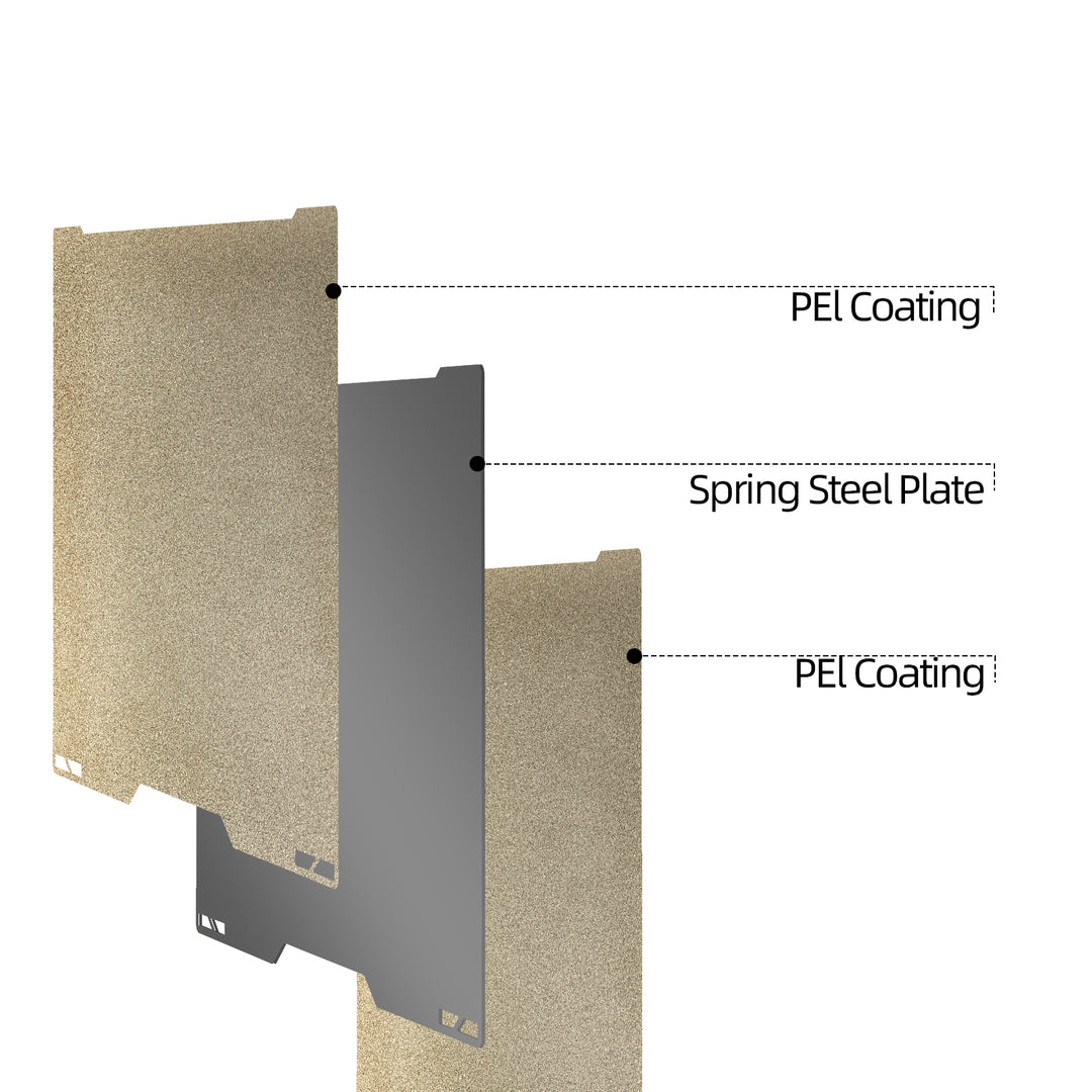 IdeaFormer Double Sided Gold Textured PEI Spring Steel Build Plate, 346×355mm for Bambu Lab H2D, 350mmx320mm Print Size