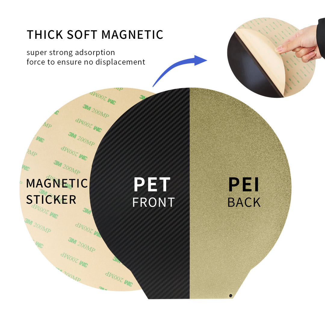 IdeaFormer Carbon Fiber PET+Textured Gold PEI Spring Steel Build Plate, Round 220mm for Ender 3