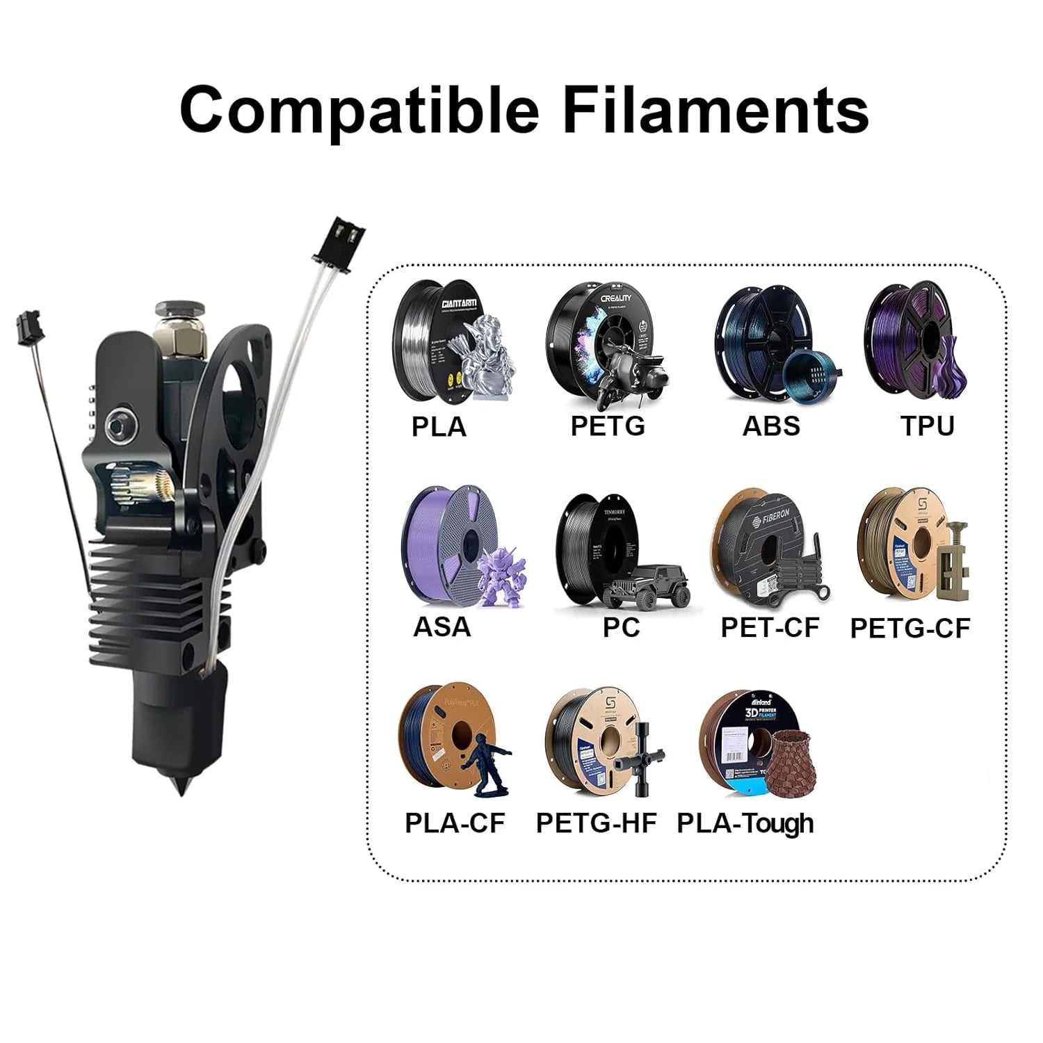 IdeaFormer IR3 V2 Extruder  Kit, Including 1 Pcs 0.4mm Hardened Steel Nozzles, Heating Rod, Thermistor, Throat, and Silicone Sleeve. Support Filament TPU PLA PETG ABS for IR3 V2 3D Printer
