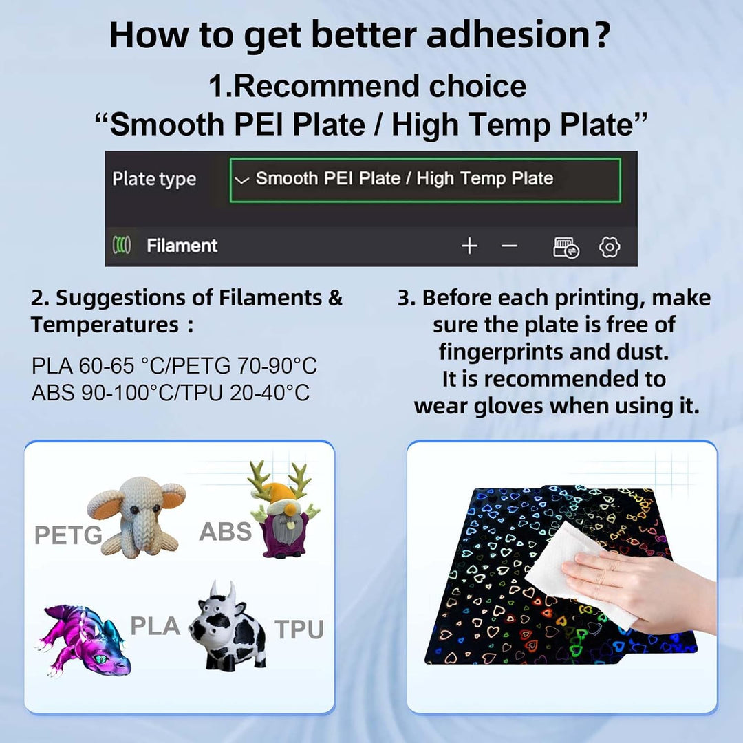IdeaFormer Smooth Sweetheart+Waterdrop PEH Spring Steel Build Plate, 257×257mm for Bambu Lab X1 X1C X1E P1P P1S A1