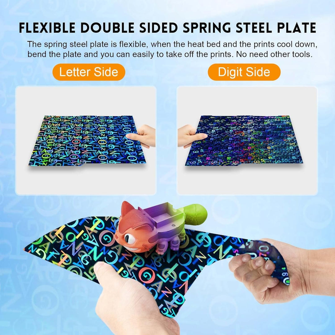 IdeaFormer Smooth Digit+Letter PEN Spring Steel Build Plate, 256x268mm for Anycubic Kobra 3/Kobra 3 Combo/Kobra 3 V2