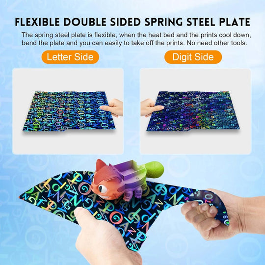IdeaFormer Smooth Digit+Letter PEN Spring Steel Build Plate, 256x268mm for Anycubic Kobra 3/Kobra 3 Combo/Kobra 3 V2