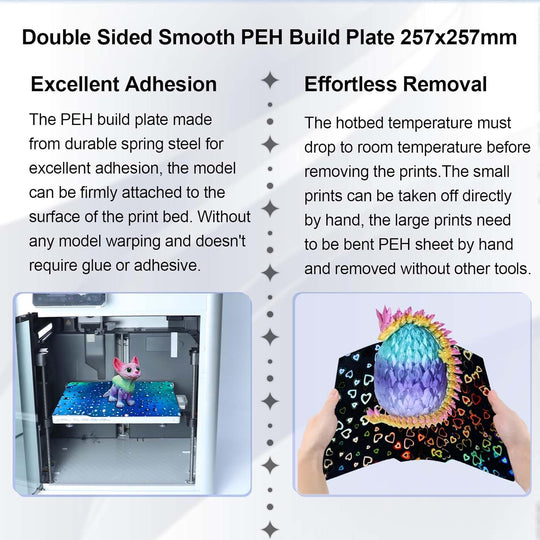 IdeaFormer Smooth Sweetheart+Waterdrop PEH Spring Steel Build Plate, 257×257mm for Bambu Lab X1 X1C X1E P1P P1S A1