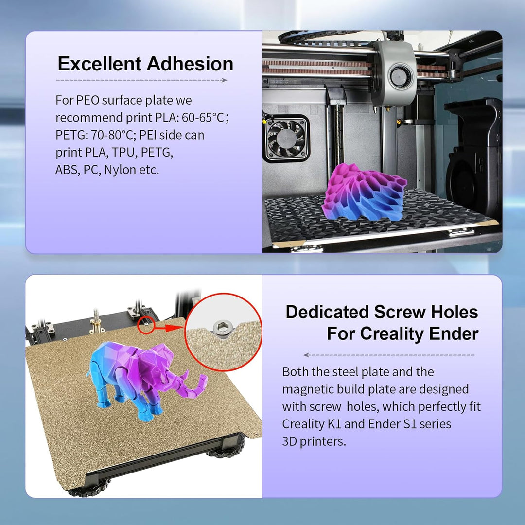 IdeaFormer Diamond PEO+Textured Gold PEI Spring Steel Build Plate with Magnetic Plate, 235×235mm for Creality K1/K1 SE/K1C/Ender 3 S1/Ender 3 S1 Pro/Ender 5 S1/Ender 3 V3 SE/KE/Ender 3 V2/Neo