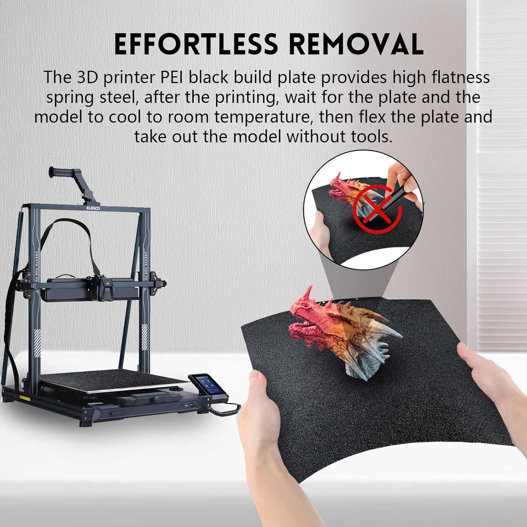 IdeaFormer Double-Sided Black Textured PEI Spring Steel Build Plate, 430x430mm for Anycubic Kobra 2 Max/for Elegoo Neptune 3 Max/Neptune 4 Max