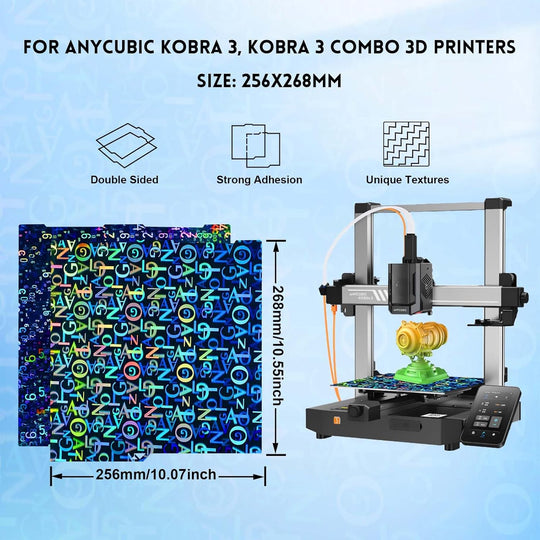 IdeaFormer Smooth Digit+Letter PEN Spring Steel Build Plate, 256x268mm for Anycubic Kobra 3/Kobra 3 Combo/Kobra 3 V2