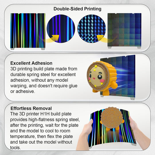 IdeaFormer Rainbow Streak+Phantom H1H Spring Steel Build Plate, 315×310mm for Creality K1 Max/Ender 3 V3 Plus