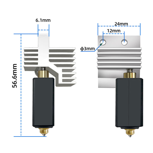 IdeaFormer Integrated hotend for Elegoo Centauri Carbon， with 0.4mm Hard Steel + Copper Alloy Nozzle, NTC 100k Thermistor for Elegoo