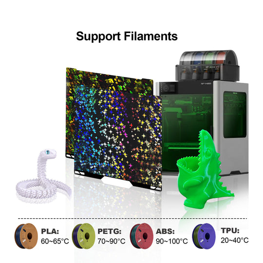IdeaFormer Rainbow Confetti PEF+Galaxy PEY Spring Steel Build Plate, 346×355mm for Bambu Lab H2D, 350mmx320mm Print Size