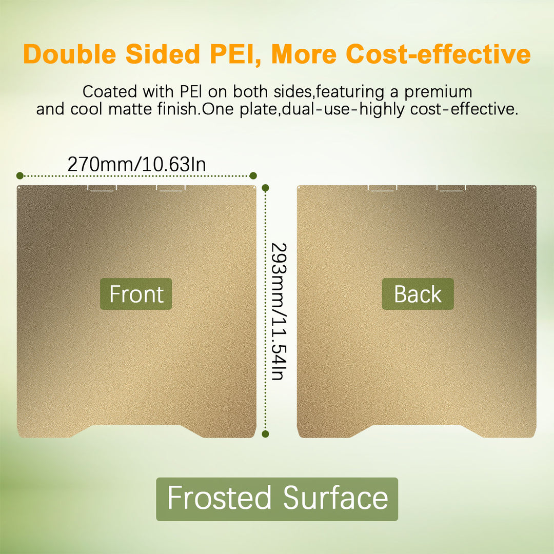 IdeaFormer Double Sided Gold Textured PEI Spring Steel Build Plate, 270×293mm For Creality K2 3D Printer