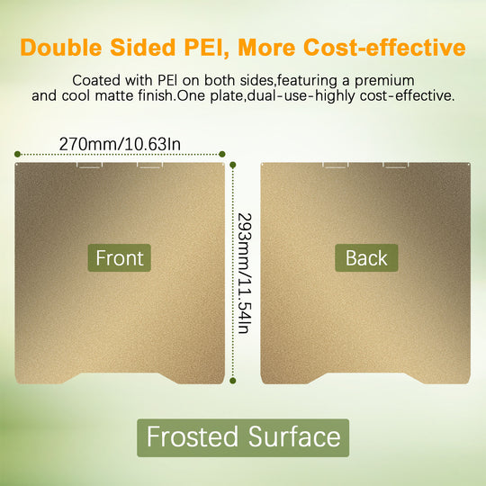 IdeaFormer Double Sided Gold Textured PEI Spring Steel Build Plate, 270×293mm For Creality K2 3D Printer