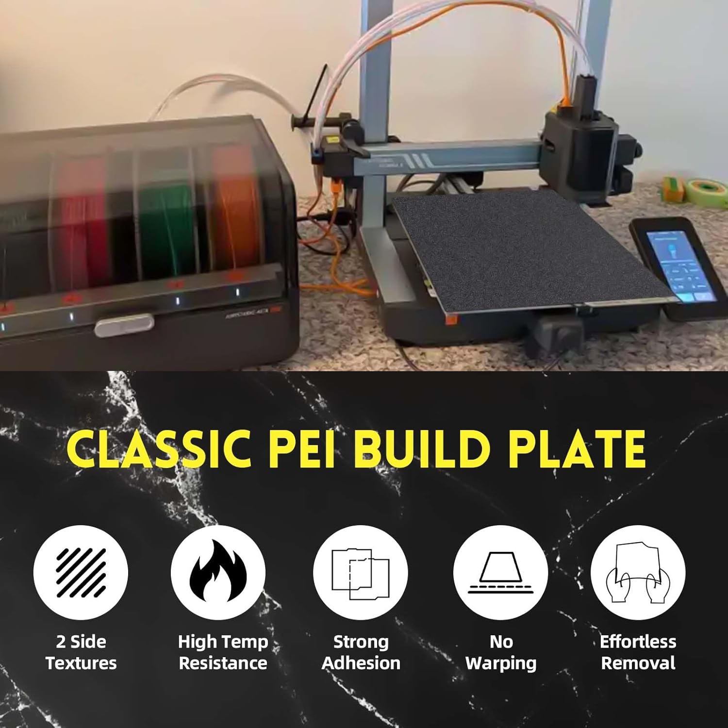 RugooSpink 256 x 268 mm Kobra 3/Kobra 3 Combo dubbelzijdige plaat van glad plaatstaal H1H Platform Build-Sheet (fantoom lichtstraal) verwarmd bed voor Anycubic 3D-printer RugooSpink 256 x 268 mm Kobra 3/Kobra 3 Combo dubbelzijdige plaat van glad plaatstaal H1H Platform Build-Sheet (fantoom lichtstraal) verwarmd bed voor Anycubic 3D-printer