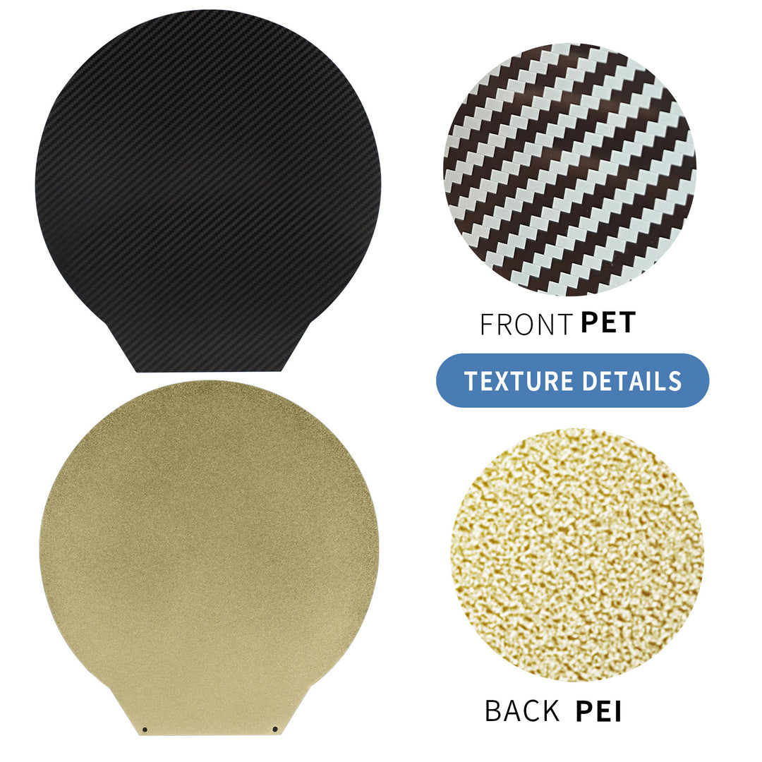 IdeaFormer Carbon Fiber PET+Textured Gold PEI Spring Steel Build Plate, Round 220mm for Ender 3