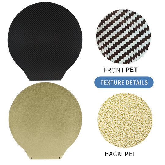 IdeaFormer Carbon Fiber PET+Textured Gold PEI Spring Steel Build Plate, Round 220mm for Ender 3