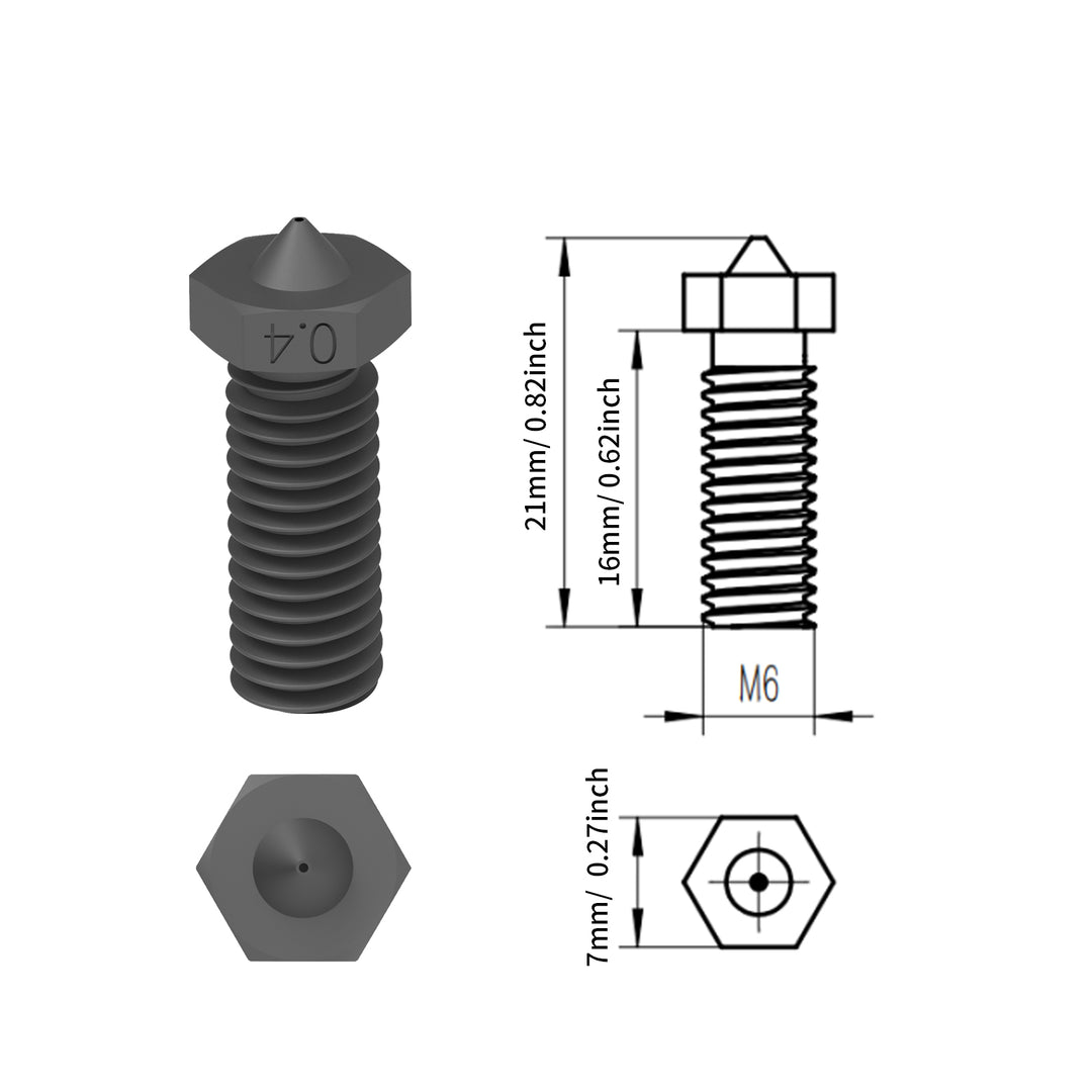 2Pcs CHT Volcano Nozzle Hardened Steel, 0.6mm High Flow Volcano Hotend Extruder Nozzles for Artillery Genius, Sidewinder X, X2, for Anycubic Vyper, Kobra Plus, Kobra Max for 1.75mm Filament