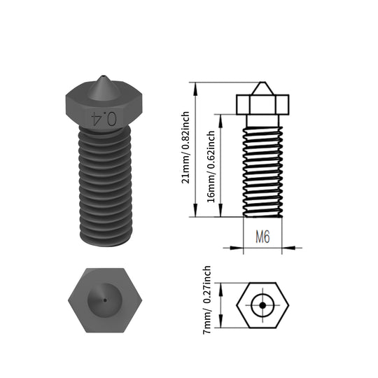 2Pcs CHT Volcano Nozzle Hardened Steel, 0.6mm High Flow Volcano Hotend Extruder Nozzles for Artillery Genius, Sidewinder X, X2, for Anycubic Vyper, Kobra Plus, Kobra Max for 1.75mm Filament
