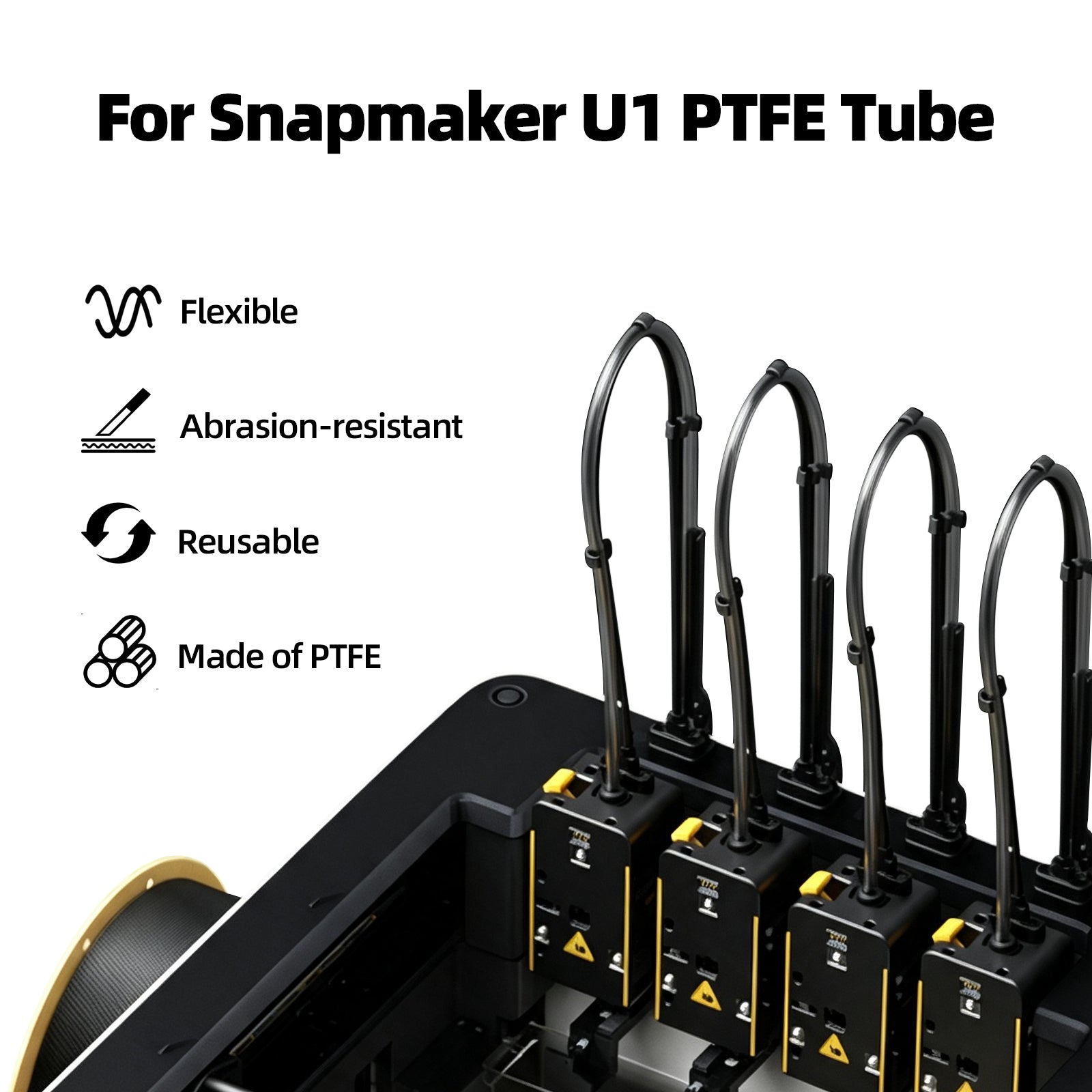 IdeaFormer PTFE Teflon Tubing 1m, 4.5mm ID × 6mm OD PTFE Teflon Tube Fits Direct Drive Extruder 3D Printer, for Snapmaker U1