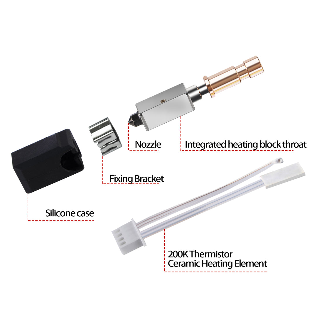 Upgrade Ceramic Hotend for  Anycubic S1/S1C,  Extruder Print Head Kit with Heater Block， Heating Cartridge Thermistor，0.4mm Hardened Steel Nozzle for Anycubic S1/S1C 3D Printer