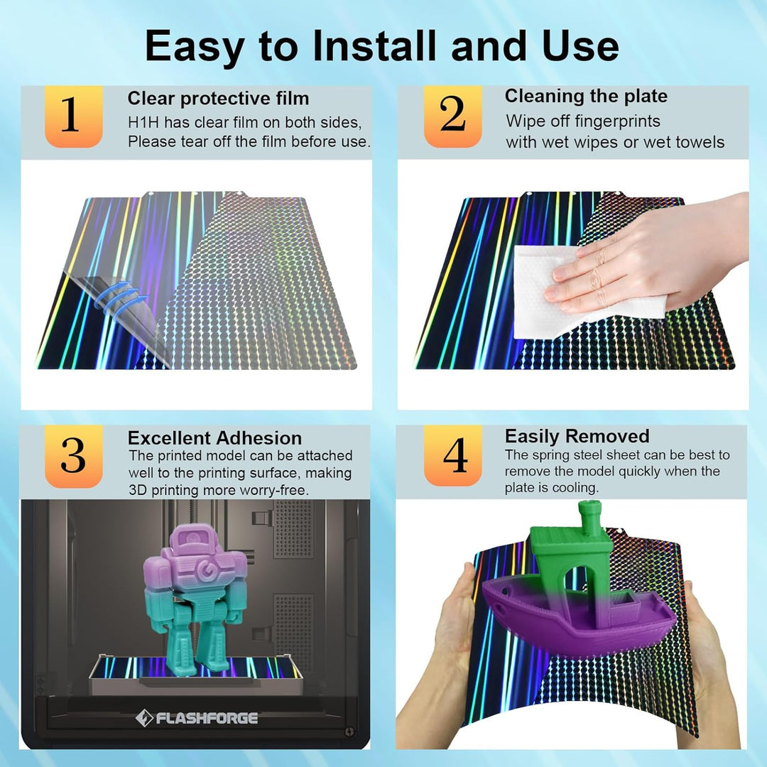 IdeaFormer Light Beam+Phantom H1H Spring Steel Build Plate, 235x235mm for Flashforge Adventurer 5M/5M Pro/AD5X