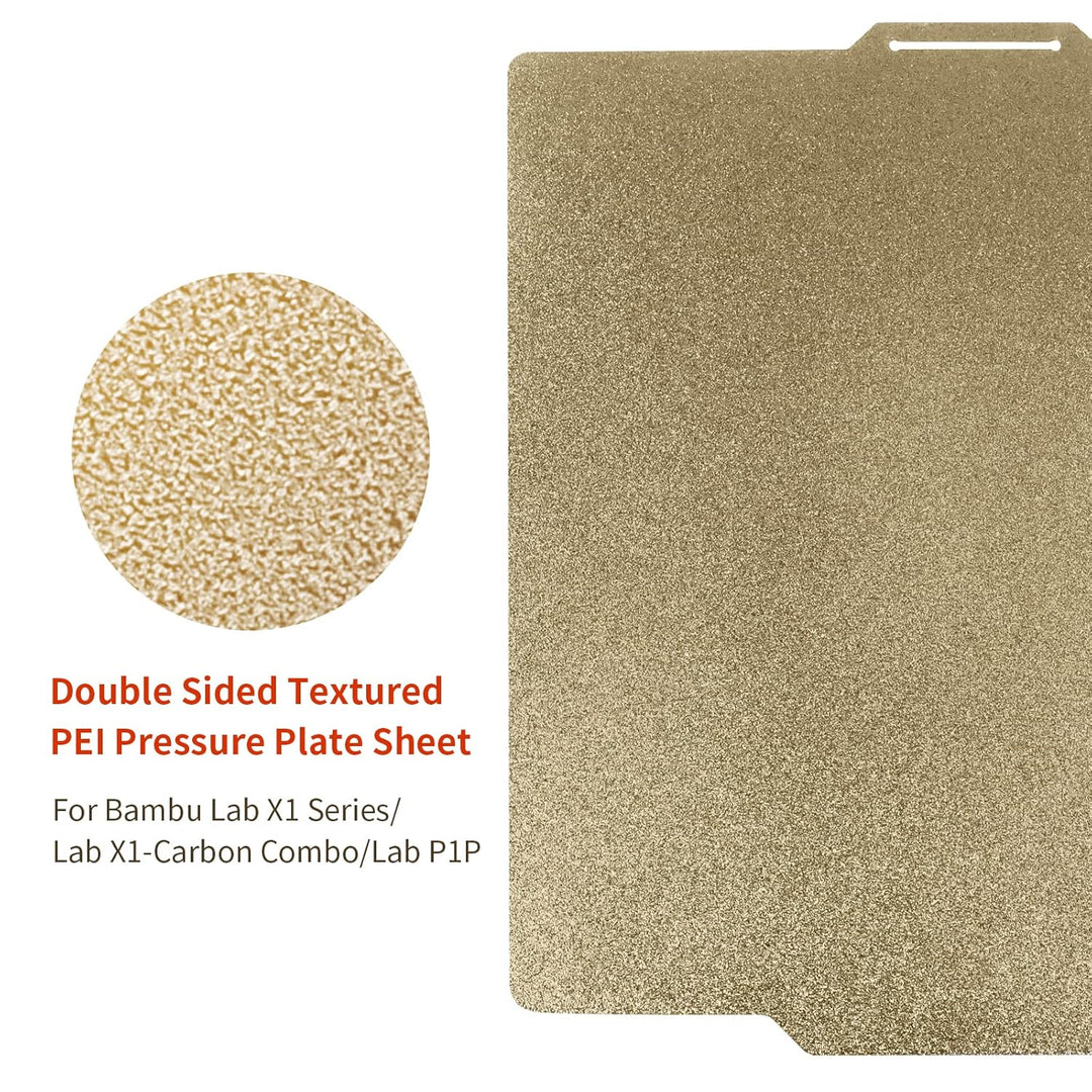 IdeaFormer Double Sided Textured Gold PEI  Spring Steel Build Plate, 257×257mm for Bambu Lab X1 X1C X1E P1P P1S A1