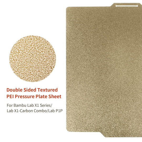 IdeaFormer Double Sided Textured Gold PEI  Spring Steel Build Plate, 257×257mm for Bambu Lab X1 X1C X1E P1P P1S A1