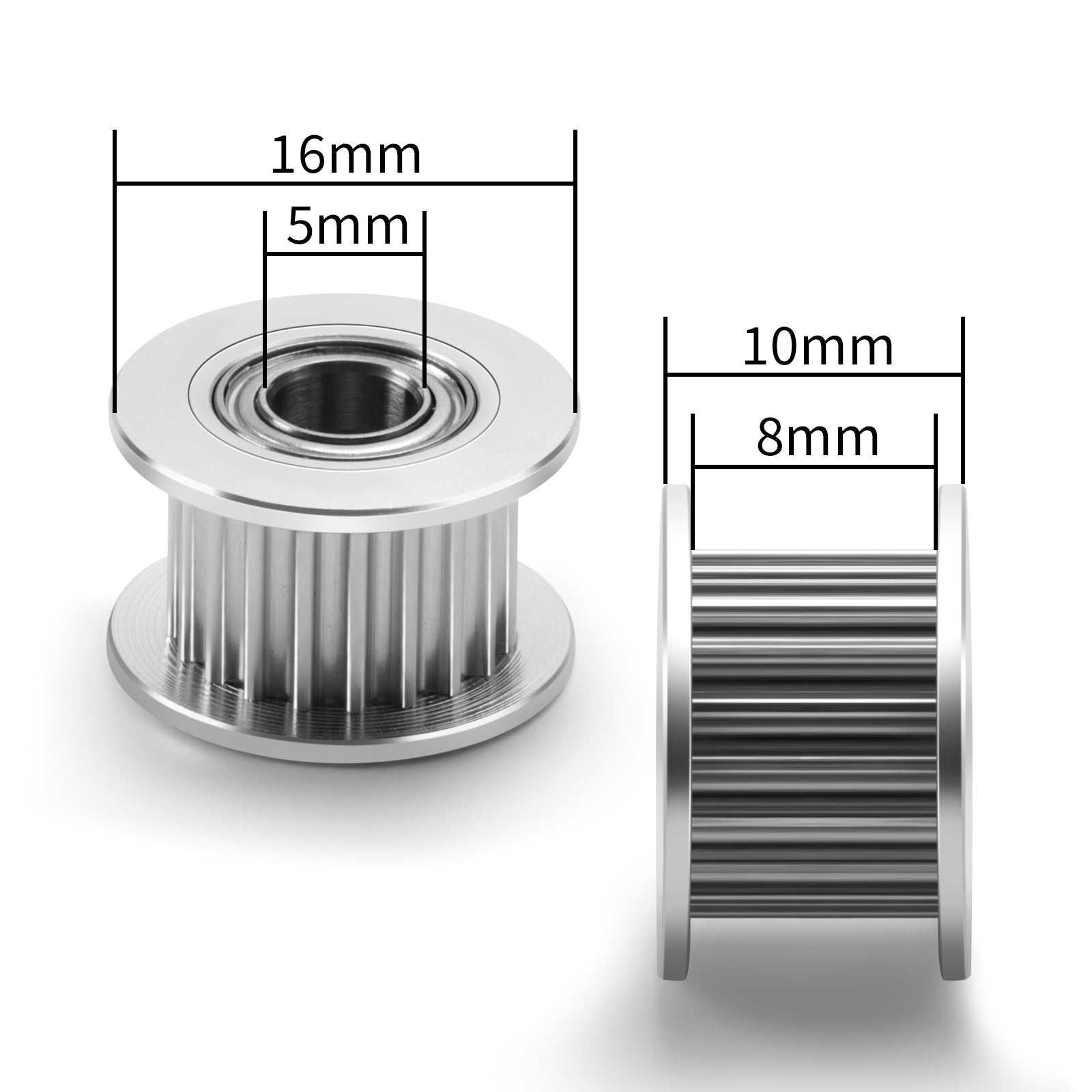IdeaFormer IR3V2 Idler Pulley, ID 5mm, OD 16mm, Height 10mm Timing Pulley, Suitable for 8mm Wide Timing Belt