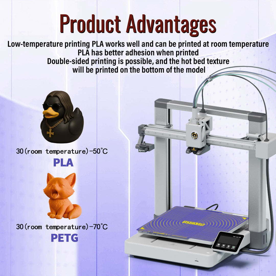 IdeaFormer Purple Textured PEI Low-Temperature Build Plate, 258*258mm for Bambu Lab P1P/P1S/X1C/X1/X1E/A1