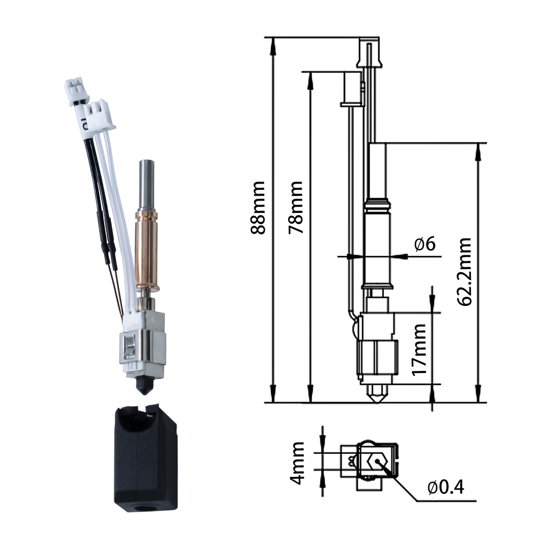 Upgrade Ceramic Hotend for Kobra 3 Combo, 24W 60W Extruder Print Head Kit with Heater Block Heating Cartridge Thermistor Hardened Steel Nozzle for Anycubic Kobra 3 3D Printer
