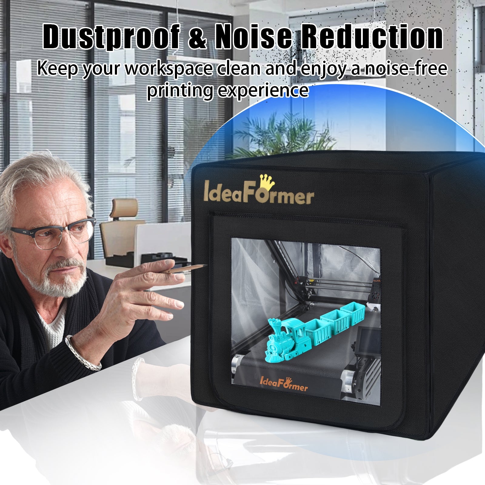 IdeaFormer Official IR3 V2 3D Printer Enclosure, Premium Fireproof Dustproof Tent Constant Temperature Protective Cover for IR3 V2 3D Printer