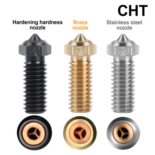QIDI CHT Hardened Steel/Brass/Stainless Steel High Flow Nozzles for X-PLUS3, 3D Printer Parts High Speed 0.4mm Brass Nozzles Kit for R QIDI X-SMART3/X-PLUS3/X-MAX3