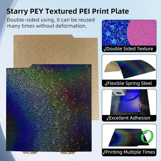 IdeaFormer Rainbow Starry PEY+Textured PEI Spring Steel Build Plate, 184×184mm for Bambu Lab A1 MIni